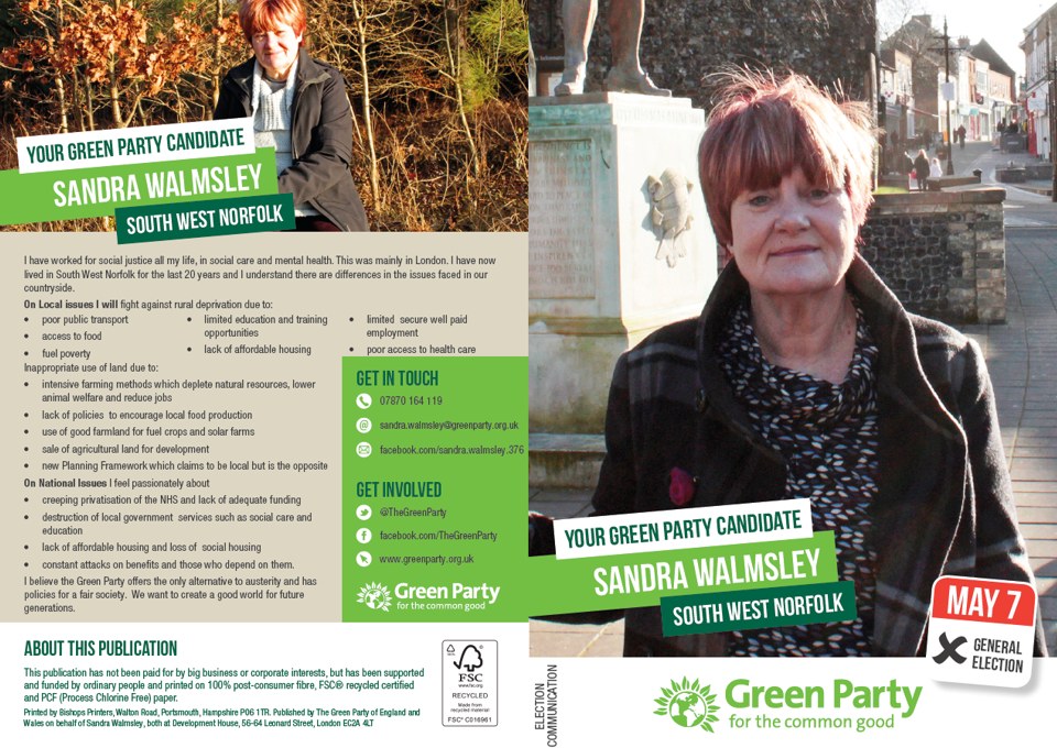 Sandra WALMSLEY election leaflet